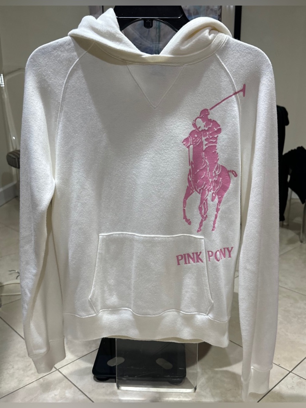 VTG Ralph Lauren Pink Pony White Hoodie- Black Label Y2k